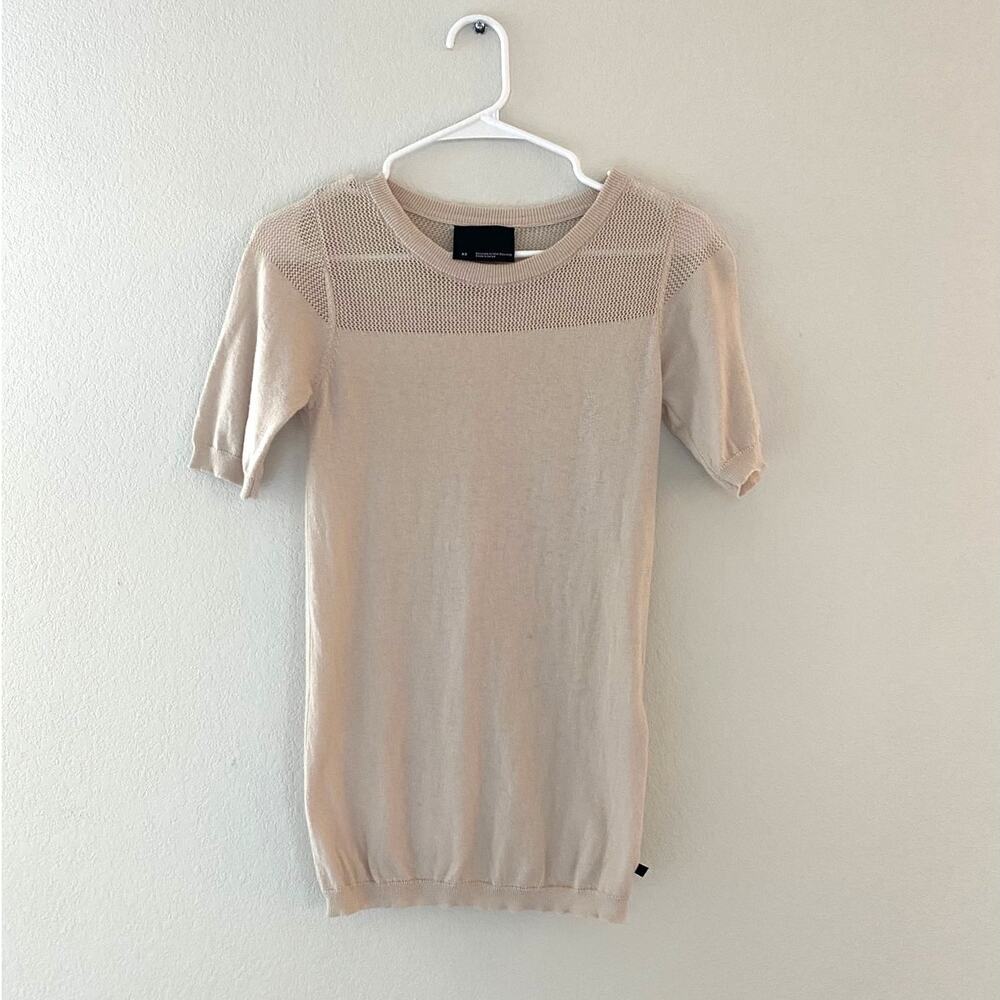 Alchemy Equipment Knit Short Sleeve Long T-Shirt  XS Beige Cotton Silk Blend